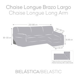 Funda para chaise longue de brazo largo derecho Eysa JAZ Gris oscuro 180 x 120 x 360 cm