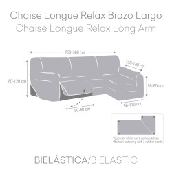 Funda para chaise longue de brazo largo derecho Eysa JAZ Gris oscuro 180 x 120 x 360 cm