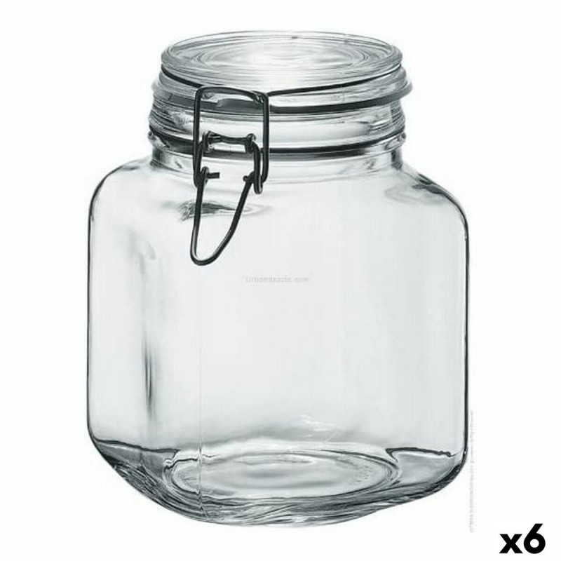 Tarro de Cristal Borgonovo 33211 Hermu00e9tico Transparente 1,7 L 12 x 12 x 17 cm (6 Unidades)