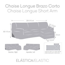 Funda para chaise longue de brazo corto izquierdo Eysa TROYA Marrón 170 x 110 x 310 cm