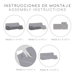 Funda para chaise longue de brazo corto derecho Eysa JAZ Rosa 120 x 120 x 360 cm