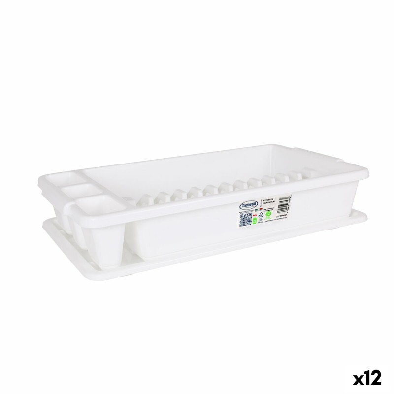 Escurridor para Fregadero Tontarelli Scola Plu00e1stico Blanco 45 x 26 x 8,5 cm (12 Unidades)