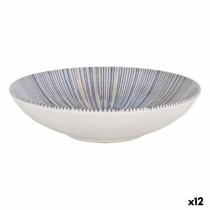 Plato Hondo La Mediterru00e1nea Irys Porcelana (12 Unidades) (u00f8 21 x 5,3 cm)