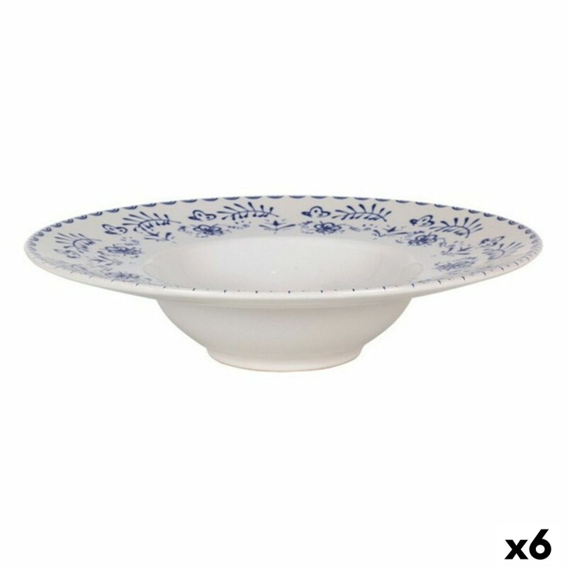 Plato para Pasta Risotto La Mediterru00e1nea Blur Porcelana (6 Unidades) (u00f8 28 x 6,8 cm)