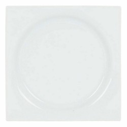 Plato de Postre Inde Zen Porcelana Blanco 18 x 18 x 2,5 cm (6 Unidades)