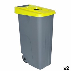 Cubo de Basura con Ruedas Denox 85 L Amarillo 58 x 41 x 76 cm