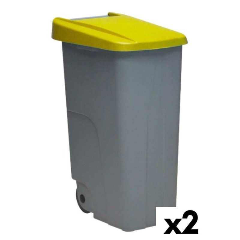 Cubo de Basura con Ruedas Denox 85 L Amarillo 58 x 41 x 76 cm