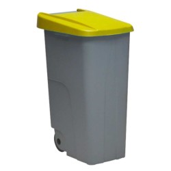 Cubo de Basura con Ruedas Denox 85 L Amarillo 58 x 41 x 76 cm