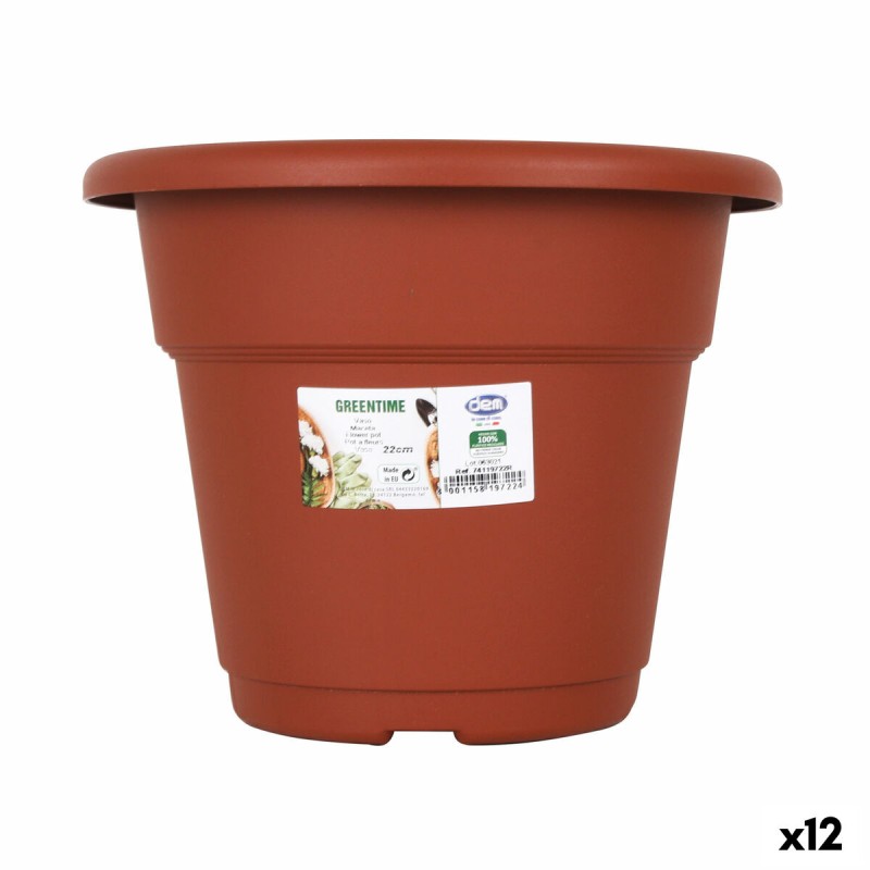 Maceta Dem Greentime Redonda Marrón ø 22 x 17,5 cm (12 Unidades)