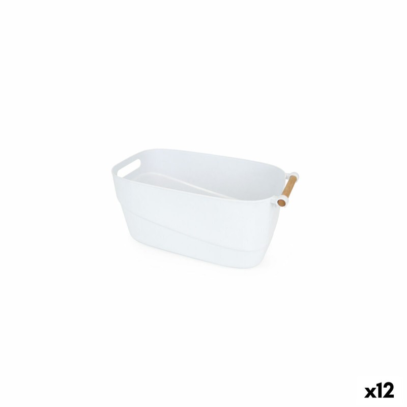 Cesta Multiusos Confortime Blanco Madera Plástico 27 x 14,5 x 12 cm Con asas (12 Unidades)