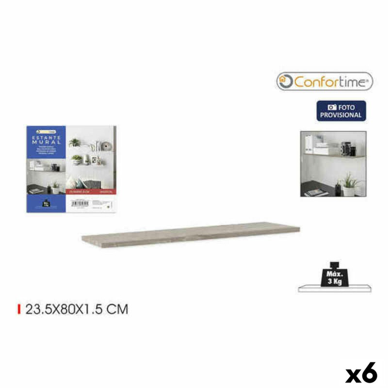 Estante Confortime Mural Madera MDF Flotante 6 Unidades 23,5 x 80 x 1,5 cm