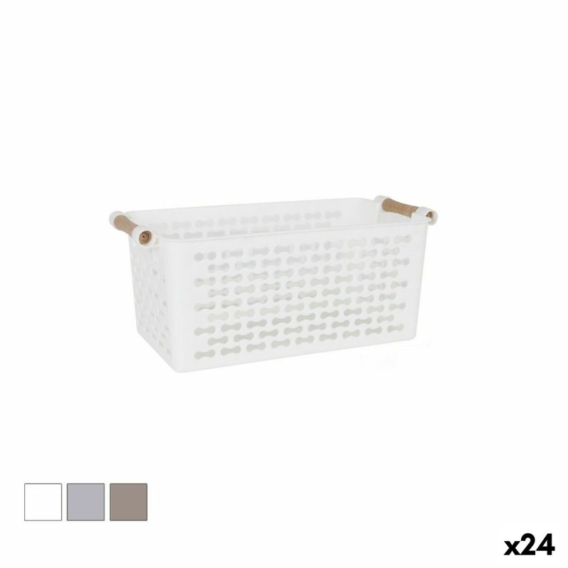 Cesta Multiusos Confortime Plástico Con asas Madera 26 x 14,5 x 12 cm (24 Unidades)