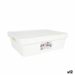 Caja de Almacenaje con Tapa Tontarelli Maya Blanco 9,2 l 36 x 28 x 11 cm (12 Unidades)