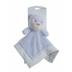 Doudou Oso de Peluche doble capa Lunares Azul 30 x 30 cm