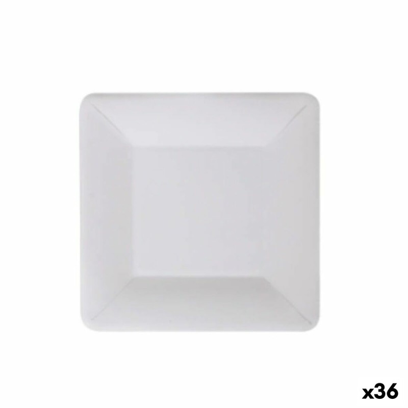 Set de Platos Algon Desechables Blanco Cartu00f3n Cuadrado 18 cm (36 Unidades)