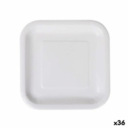 Set de Platos Algon Desechables Blanco Cartu00f3n Cuadrado 20 cm (36 Unidades)