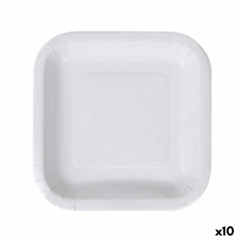 Set de Platos Algon Desechables Blanco Cartu00f3n Cuadrado 20 cm (10 Unidades)