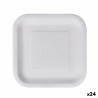 Set de Platos Algon Desechables Blanco Cartu00f3n Cuadrado 23 cm (24 Unidades)