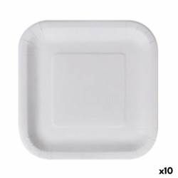 Set de Platos Algon Desechables Blanco Cartu00f3n Cuadrado 23 cm (10 Unidades)