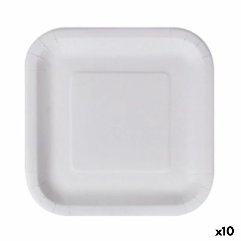 Set de Platos Algon Desechables Blanco Cartu00f3n Cuadrado 23 cm (10 Unidades)