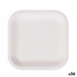 Set de Platos Algon Desechables Blanco Cartu00f3n Cuadrado 26 cm (36 Unidades)