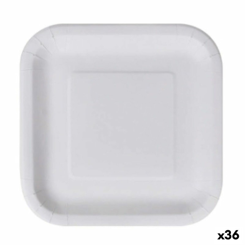 Set de Platos Algon Desechables Blanco Cartu00f3n Cuadrado 26 cm (36 Unidades)