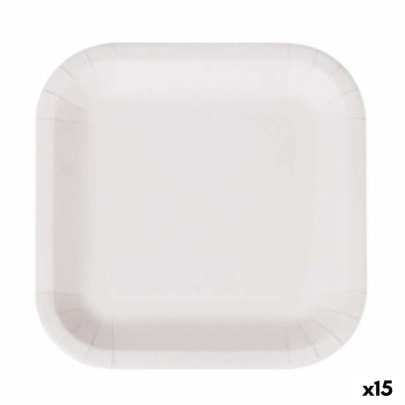 Set de Platos Algon Desechables Blanco Cartu00f3n Cuadrado 26 cm (15 Unidades)