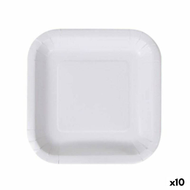 Set de Platos Algon Desechables Blanco Cartu00f3n 20 cm (10 Unidades)