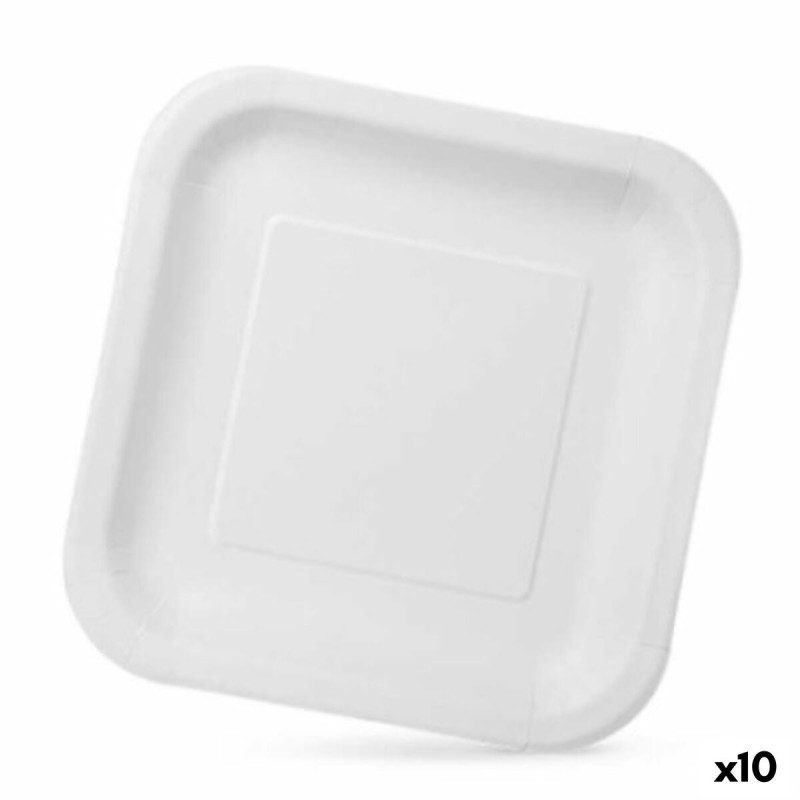 Set de Platos Algon Desechables Blanco Cartu00f3n 23 x 23 x 1,5 cm (10 Unidades)