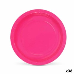 Set de Platos Algon Desechables Cartu00f3n Fucsia 20 x 20 x 1,5 cm (36 Unidades)