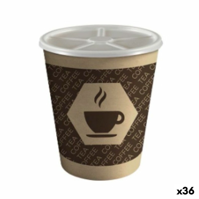 Vaso con Tapa Algon Cartu00f3n Desechables Cafu00e9 36 Unidades (10 Piezas)