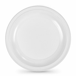 Set de platos reutilizables Algon Redondo Blanco Plu00e1stico 25 x 25 x 1,5 cm (12 Unidades)