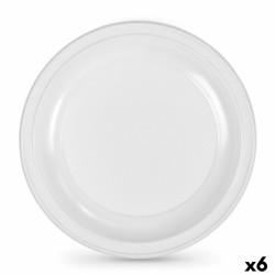 Set de platos reutilizables Algon Redondo Blanco Plu00e1stico 25 x 25 x 2,5 cm (6 Unidades)