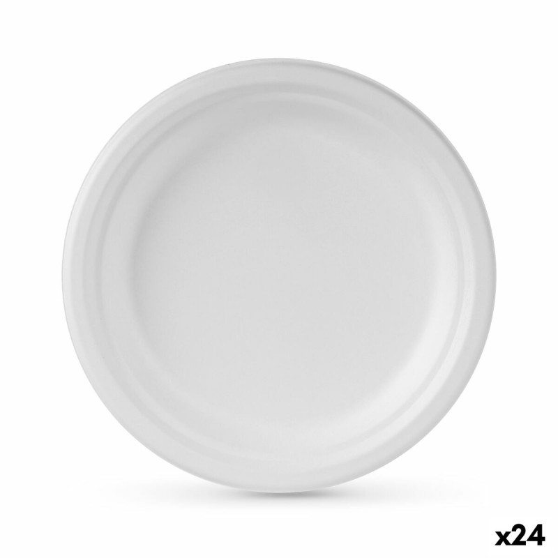 Set de Platos Algon Desechables Blanco Cau00f1a de Azu00facar 22 cm (24 Unidades)