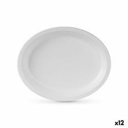 Set de Platos Algon Desechables Blanco Cau00f1a de Azu00facar Ovalado 26 cm (12 Unidades)