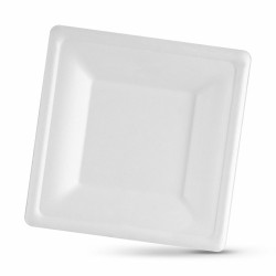 Set de Platos Algon Desechables Blanco Cau00f1a de Azu00facar Cuadrado 16 cm (24 Unidades)