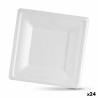 Set de Platos Algon Desechables Blanco Cau00f1a de Azu00facar Cuadrado 20 cm (24 Unidades)