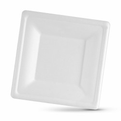 Set de Platos Algon Desechables Blanco Cau00f1a de Azu00facar Cuadrado 20 cm (24 Unidades)