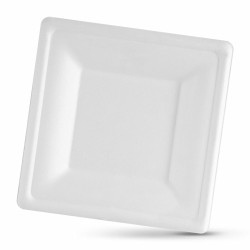 Set de Platos Algon Desechables Blanco Cau00f1a de Azu00facar Cuadrado 26 cm (24 Unidades)