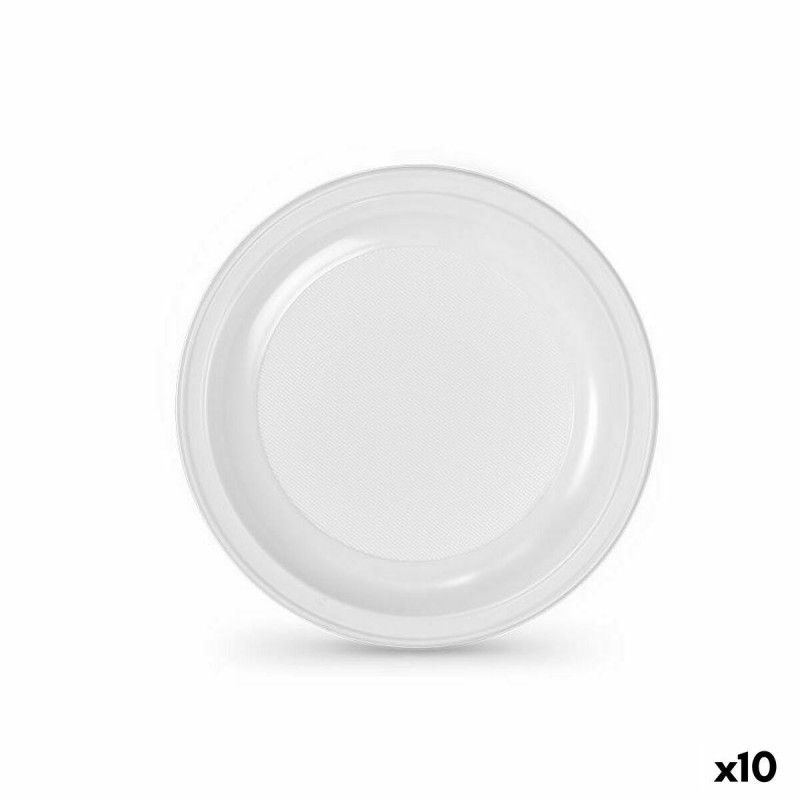 Set de platos reutilizables Algon Blanco Plu00e1stico 22 x 22 x 1,5 cm (36 Unidades)