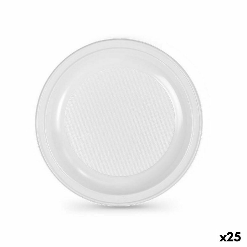 Set de platos reutilizables Algon Blanco Plu00e1stico 25 x 25 x 1,5 cm (12 Unidades)