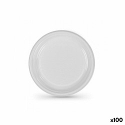 Set de platos reutilizables Algon Blanco Plu00e1stico 25 x 25 x 2 cm (6 Unidades)