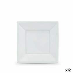 Set de platos reutilizables Algon Blanco Plu00e1stico 18 x 18 x 1,5 cm (24 Unidades)