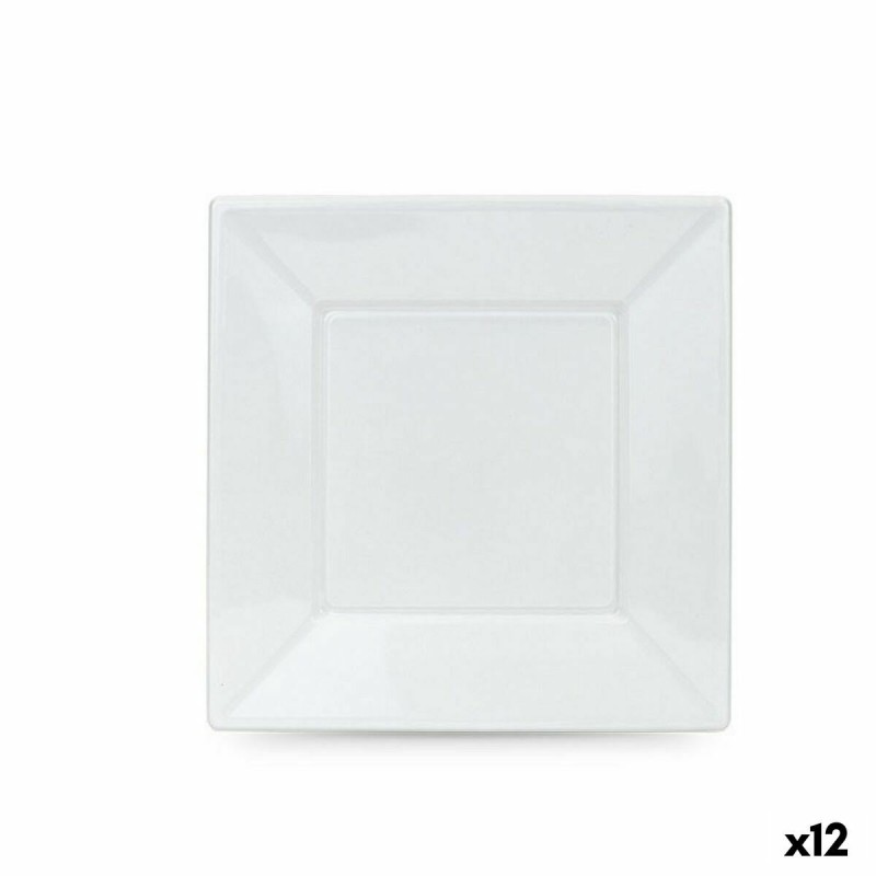 Set de platos reutilizables Algon Blanco Plu00e1stico 23 x 23 x 2 cm (24 Unidades)