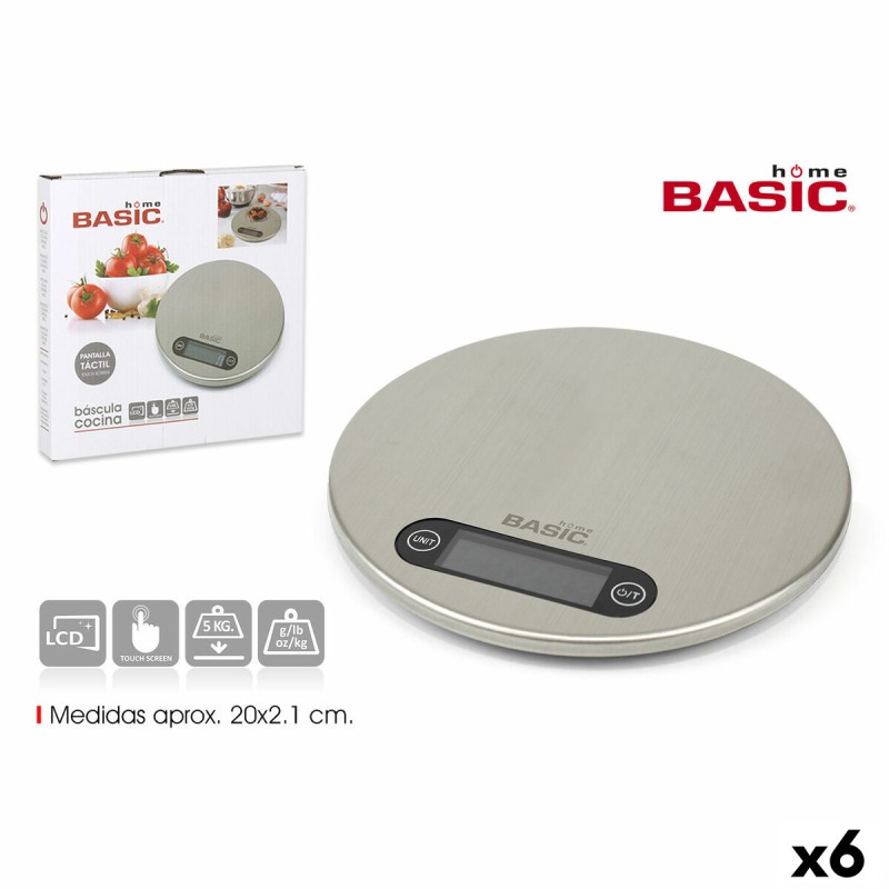 Bu00e1scula Digital de Cocina Basic Home Plateado 20 x 2,1 cm (6 Unidades)