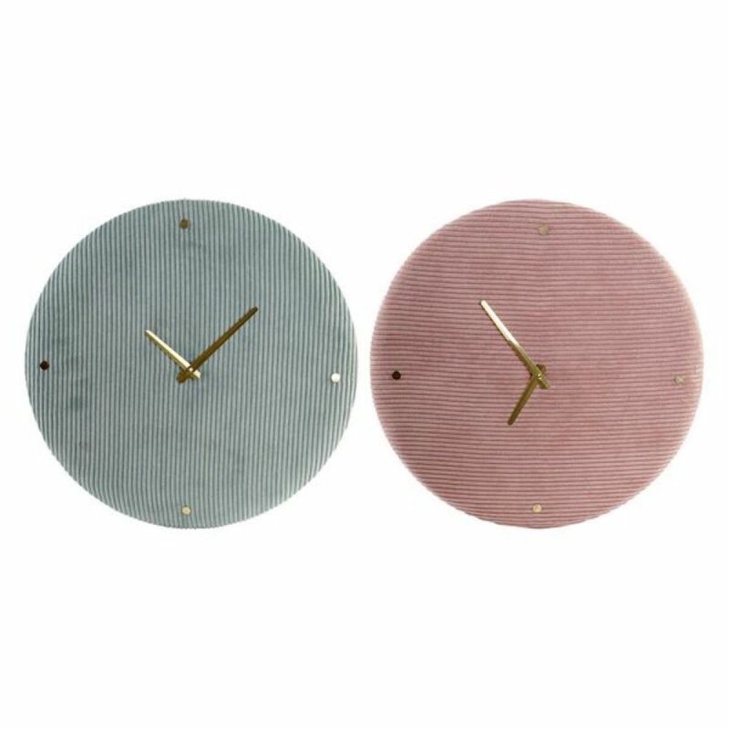 Reloj de Pared DKD Home Decor Verde Rosa 40,5 x 5,5 x 40,5 cm (2 Unidades)