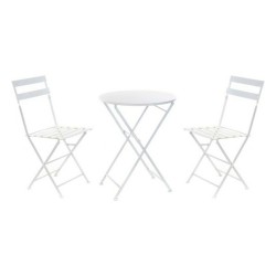 Conjunto de Mesa con 2 Sillas DKD Home Decor Blanco 80 cm 60 x 60 x 70 cm (3 pcs)