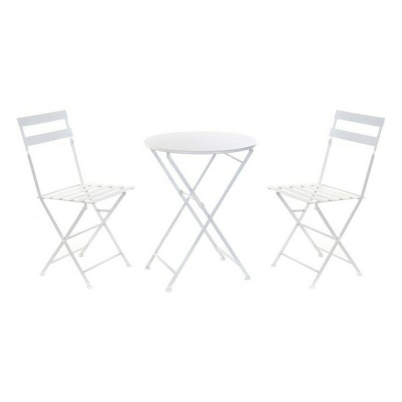 Conjunto de Mesa con 2 Sillas DKD Home Decor Blanco 80 cm 60 x 60 x 70 cm (3 pcs)