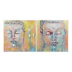 Cuadro DKD Home Decor Buda 100 x 3,5 x 100 cm Buda Oriental (2 Unidades)