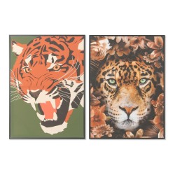 Cuadro DKD Home Decor 52 x 2,7 x 72 cm Tigre Moderno (2 Unidades)